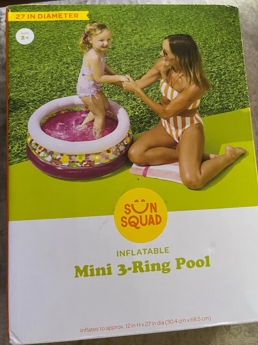 Sun Squad Inflatable Mini 3-Ring Pool - Pink & Purple